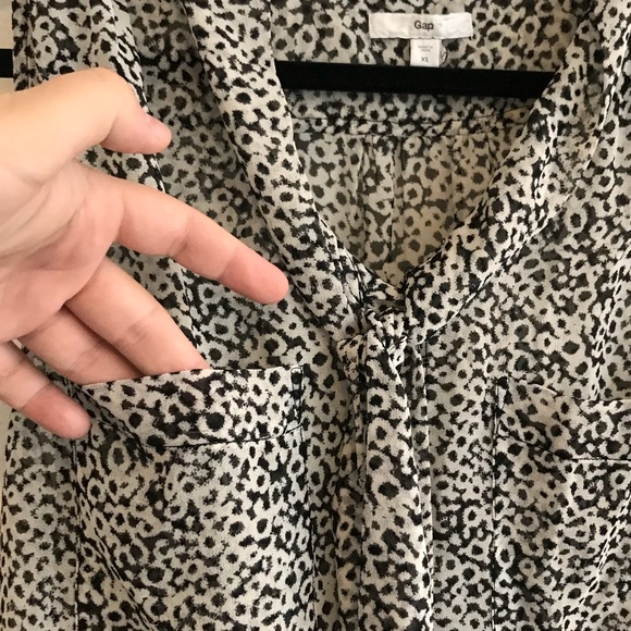 Sleeveless black and white tie-neck blouse Gap XL - Picture 2 of 5